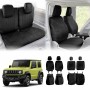 Seat Covers Full Set for Suzuki Jimny 3-Door 2018-2025 Black Premium Vintage PU Leather Interior Accessories