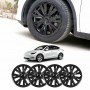 Tesla Model Y 2022-2024 Wheel Protector Cover Hub Caps 19 Inch Rim Hubcap X Plaid Paino Black Exterior Accessories (Set of 4)