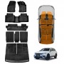 3D Floor Mats Boot Liners Set for Volkswagen VW Tiguan Allspace 7 Seater 2018-2024 All Weather Heavy Duty Cargo Kick Mats Back Seat Protector Cover